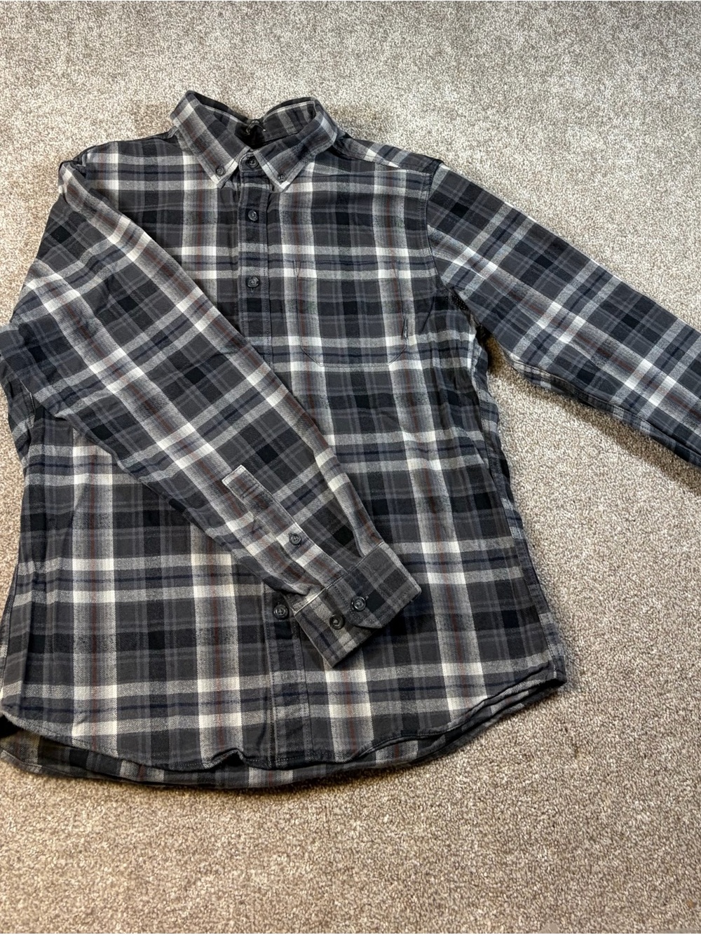 Eddie Bauer Black & Gray Plaid Button-Down Shirt